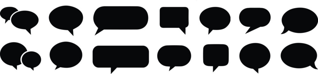 Silhouette speech bubble vector set. Speech bubbles. communication concept, Speak bubble, simple flat design. text box and message icon collection on a white background. vector illustration.