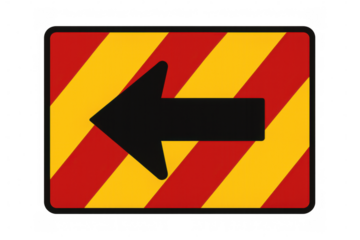 Mandatory direction traffic sign indicating left turn on transparent background