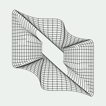 Curved parabolic grid design converging to point in black and white
