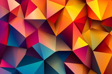 Abstract geometric background with colorful triangles and polygons in shades of orange and blue