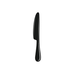 Sleek Dinner Knife Silhouette. A contemporary cutlery piece presented in a stark, isolated design. This simple dark outline conveys modern elegance and essential utility for dining.