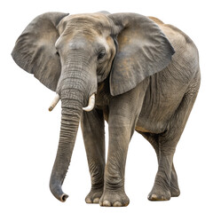 Fototapeta premium An african elephant stands majestically, isolated on transparent background