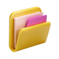 Yellow folder isolated on transparent background