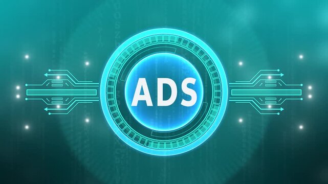 Programmatic Advertising concept. Business, Technology, Internet and network concept. map background. technology background with Cyberspace binary matrix letter bits.