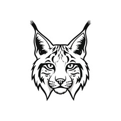 Obraz premium Fierce Lynx Portrait Artwork. An intense monochrome rendering of a wild feline, embodying stealth, vigilance, and the untamed spirit of nature. Perfect for bold branding.