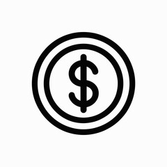 Dollar Coin Icon  Money Currency Symbol Vector in Circle