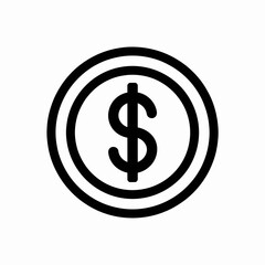 Dollar Coin Icon  Money Currency Symbol Vector in Circle