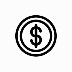 Dollar Coin Icon  Money Currency Symbol Vector in Circle