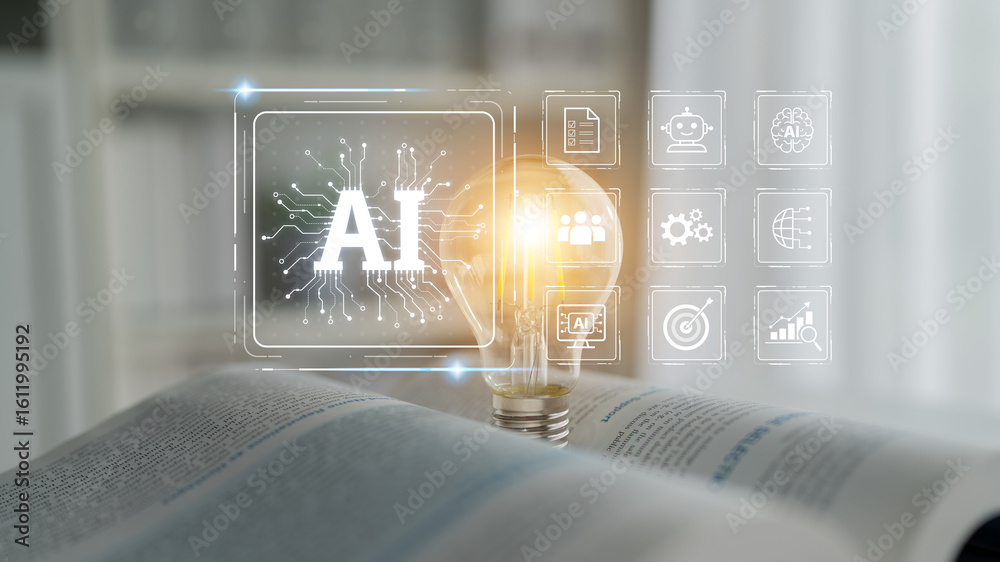 Poster ai assistant brain processor with llm technology, big data, machine learning, generative ai for busi