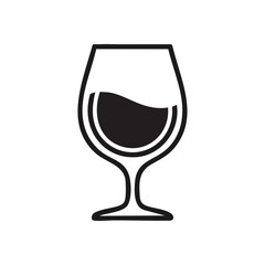 Elegant Wine Glass Icon. Minimalist graphic featuring a stylish drinking vessel, representing relaxation and celebration. Ideal for digital menus, event invitations, or app interfaces.