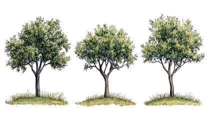 Fototapeta premium Watercolor Trees Illustration. (1)