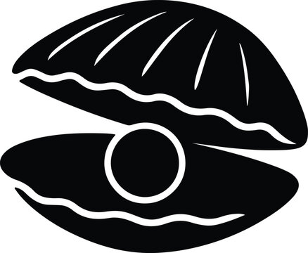 Silhouette oyster shell and pearl icon sea life vector illustrator