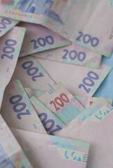 money cash close up on blue background