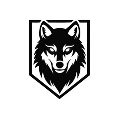Powerful Wolf Head Emblem. A striking monochromatic depiction of a majestic canine. This image embodies strength, leadership, and primal instinct, perfect for modern branding or identity.