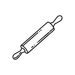 Baking Rolling Pin Tool Illustration. Minimalist design of a dough roller, perfect for culinary projects. Evokes warmth, tradition, and homemade treats.