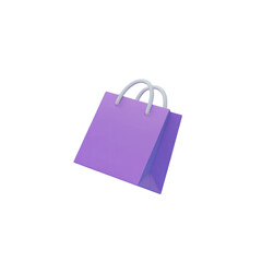 Purple shopping bag isolated on black background for retail and gift ecommerce concepts design