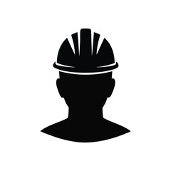 Industrial Worker Hard Hat Icon. Depicts a person's profile with a protective headgear, representing occupational security and dedicated effort. Perfect for construction and trade concepts.