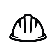 Safety Hard Hat Icon. A clean, white protective headwear emblem against a dark background, representing security, diligent work, and industry. Ideal for various projects.
