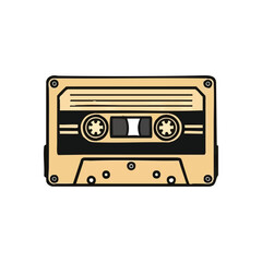 Retro Audio Cassette Tape Illustration. Charming drawing of a classic sound cartridge, symbolizing vintage music and analog memories. Perfect for designs evoking bygone eras.