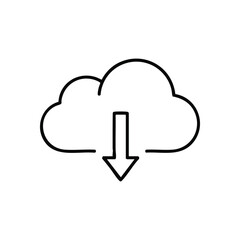 Cloud Download Icon. Illustrative graphic for retrieving information from online storage. Represents data acquisition from remote servers, web content, or digital assets.