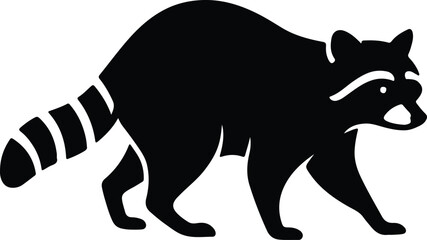 Silhouette raccoon walking isolated vector illustration