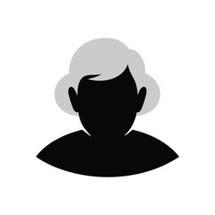 Anonymous Female Profile Icon. This stark gray graphic depicts a woman's simplified head and shoulder outline on a solid black background. It symbolizes a generic user identity or placeholder.