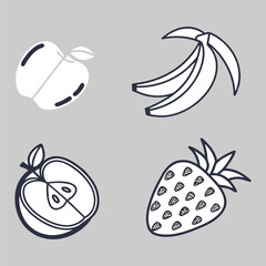 Minimalist geometric fruit icons with soft pastel background tiles