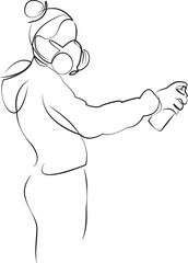 One continuous line drawing on white isolated background. Minimalism linear illustration. person, graffiti, city, spray, woman, female, art, artist, vandalism, lifestyle