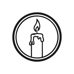 Candlelight Circle Icon. A minimalist illustration of a glowing taper, symbolizing warmth, hope, and serenity. Perfect for spiritual or memorial themes.