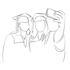 One continuous line drawing on white isolated background. Minimalism linear illustration. student, graduation, achievement, university, education, diploma, success, woman