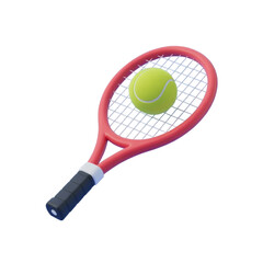 Tennis racket and ball isolated for sports enthusiasts and equipment lovers in action outdoors