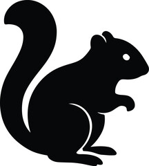 Silhouette squirrel sitting animal wildlife black simple design vector illustrator