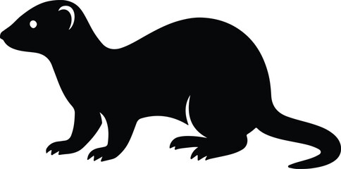 Silhouette stoat ermine weasel animal icon graceful wildlife vector illustrator