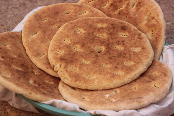 Khobz Close Up, Traditional Moroccan Bread