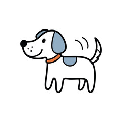 Friendly Cartoon Dog Design. A delightful minimalist illustration of a contented hound, showcasing playful innocence. Perfect for various uses, bringing a sense of joy and comfort.