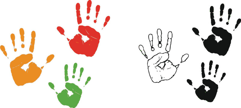 Colorful handprints vector illustration for kids art and design projects creative background 91