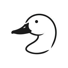 Minimalist Duck Profile. Clean, modern waterfowl emblem on dark background. This simple graphic conveys grace, tranquility, and natural beauty.