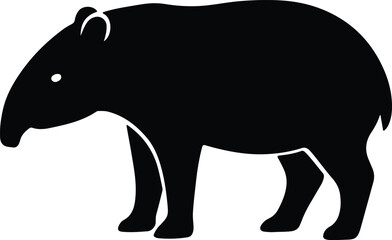 Silhouette Tapir standing illustration wildlife black design vector illustrator