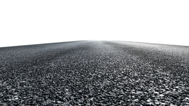 Road surface extending into the distance with a transparent background