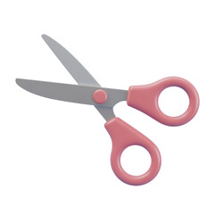 Scissors with ergonomic pink handles for crafting and office use on white background image