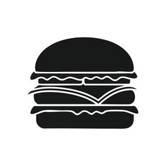 Abstract Burger Outline Symbol. This sleek silhouette depicts a delicious layered sandwich. It evokes quick dining, culinary enjoyment, and modern design. Versatile graphic.