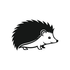 Cute Minimalist Hedgehog Illustration. This sleek monochrome graphic depicts an endearing spiny mammal. Perfect for mascots, nature themes, or animal lover designs.
