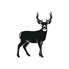 Majestic White Deer Silhouette. A striking monochrome cervine image. Its powerful form evokes natural strength, agility, and the serene spirit of the wilderness. Ideal for impactful designs.