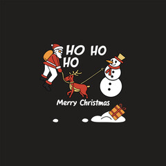 Ho-ho-ho---text-with-symbols--Santa--reindeer-vector ar