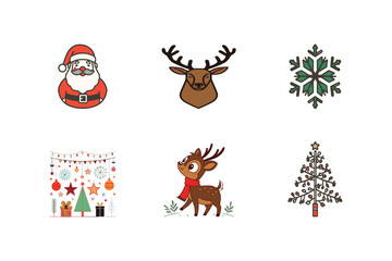Fototapeta premium set of Christmas elements vector art 