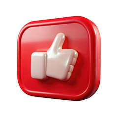 3d social media like button isolated on transparent background