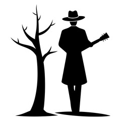 silhouette of guitar player
