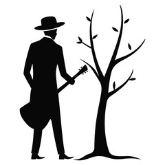 silhouette of guitar player