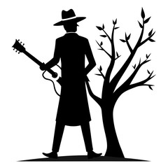 silhouette of guitar player