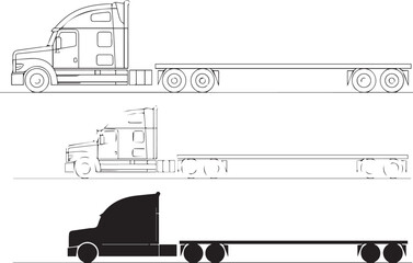 clean semi truck silhouette vector artwork in ai eps jpeg png for industrial and business projects